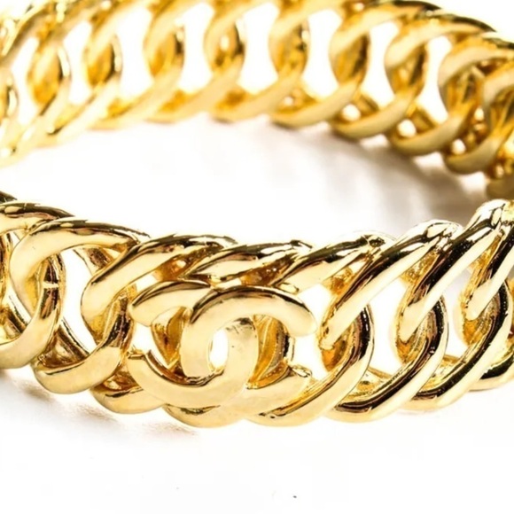 CHANEL 3P CoCo Mark Chain Bangle Gold Plated Bracelet - Picture 10 of 10